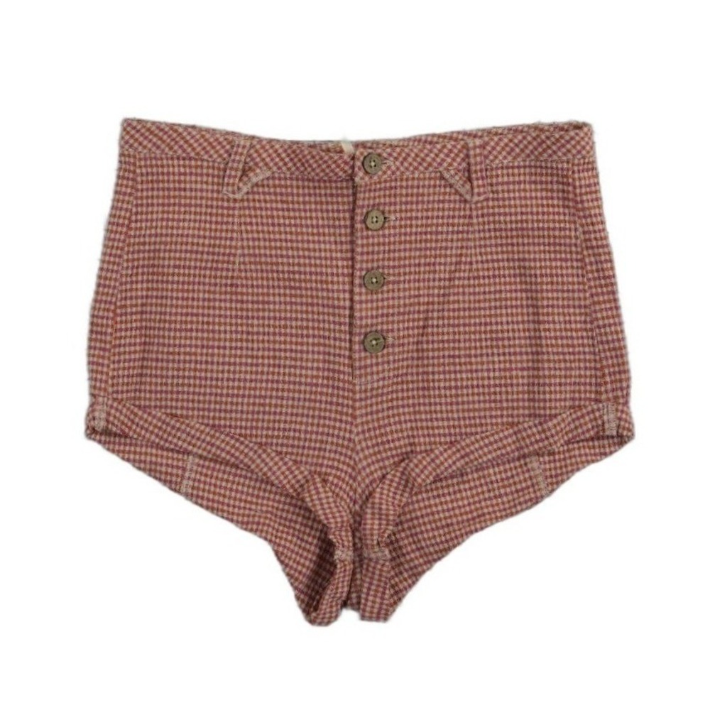 Urban Outfitters Shorts‎ Women's Size 12 Red Gingham High Waist Button Fly Retro
